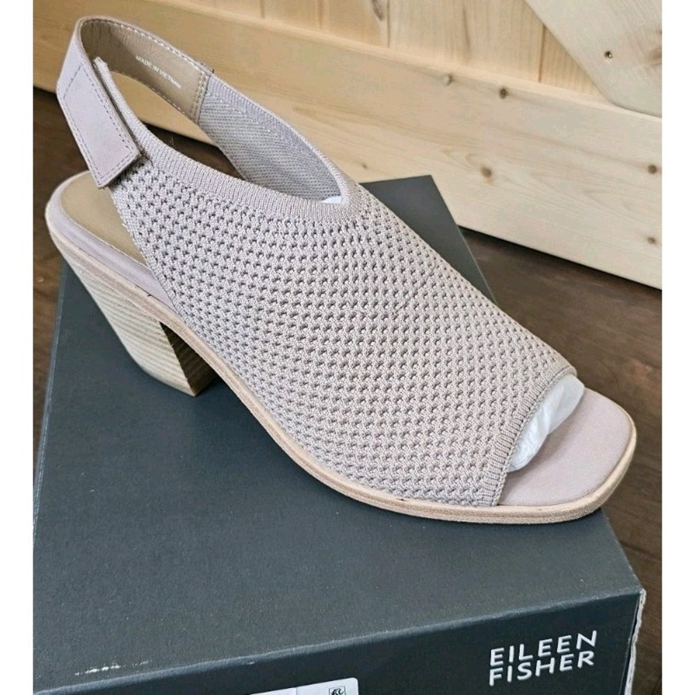 EILEEN FISHER Women's Blush Stretch Textured Knit‎ Slingback Sandals. Size 9